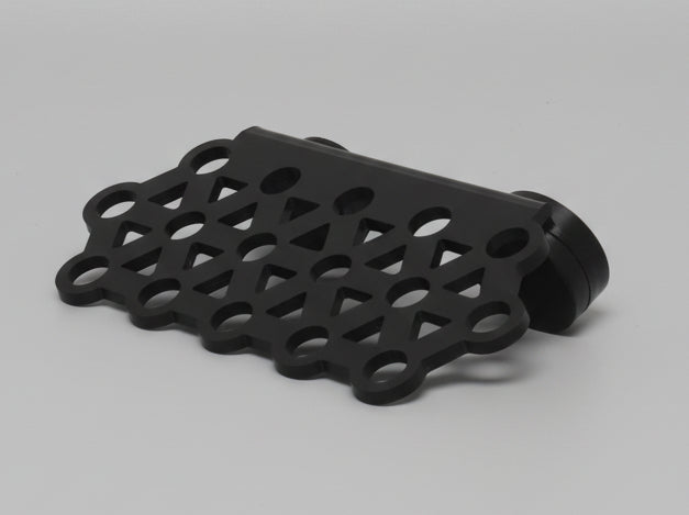 “16 hole magnetic coral frag rack mounted in reef aquarium, fits up to 20mm glass”