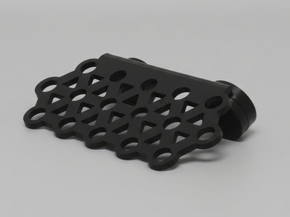 “16 hole magnetic coral frag rack mounted in reef aquarium, fits up to 20mm glass”