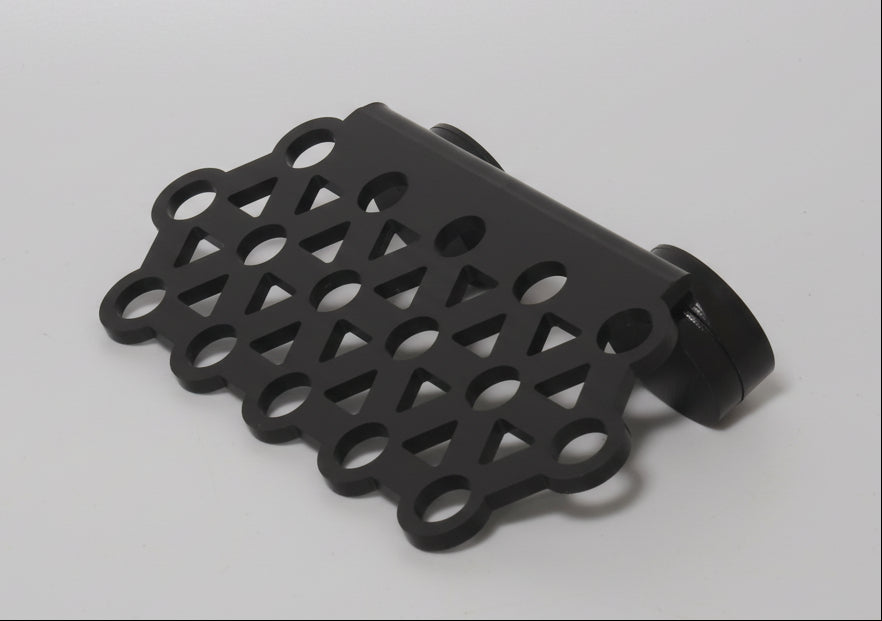 “16 hole magnetic coral frag rack mounted in reef aquarium, fits up to 20mm glass”