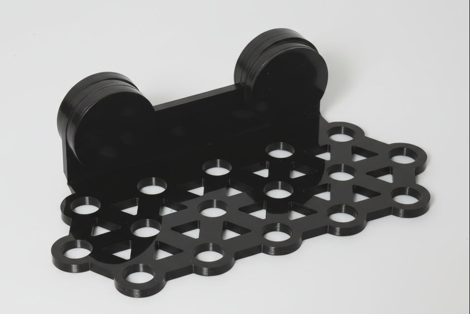 “16 hole magnetic coral frag rack mounted in reef aquarium, fits up to 20mm glass”