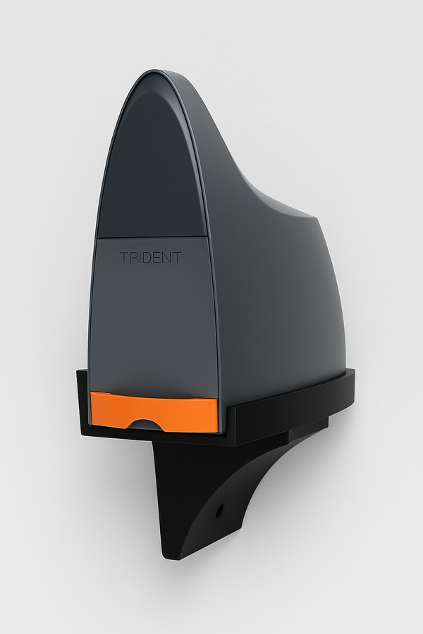 Neptune Trident water analyzer mounted on a black wall bracket, ideal for organized aquarium setups